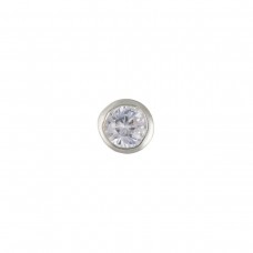 Silver Gents Round White Cubic Zirconia Single Stud Earring 0.84gms