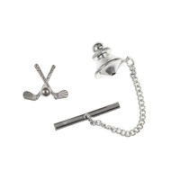Silver Golf Club Tie Tack (Supplied With Base Metal Retainer)