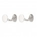 Silver Half Engraved Oval Chained Cufflinks
