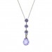 Silver Lavender Cubic Zirconia Pendant And 16'' Curb Chain