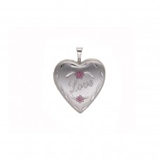 Silver ''Love'' Heart Locket With Coloured Flowers