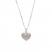 Silver Micro Pave White Cubic Zirconia Heart Pendant And 16'' Curb Chain