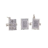 Silver Opening Bible Charm Pendant