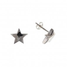 Silver Plain Star Stud Earrings