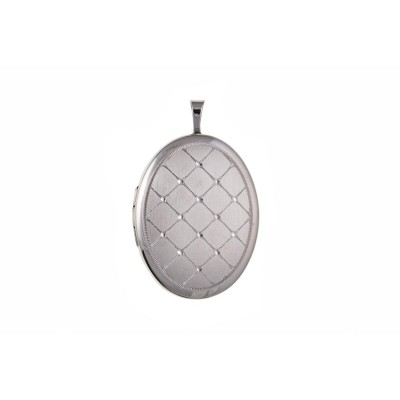 Silver Quilted Oval Locket