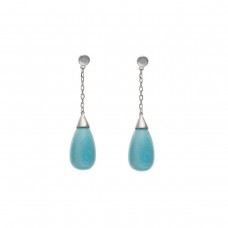 Silver Turquoise Drop Earrings 10.6gms