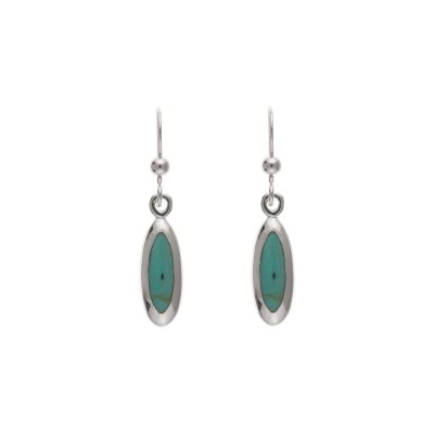 Silver Turquoise Drop Earrings 2.26gms