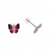 Silver Red/Black Enamelled Butterfly Stud Earrings