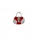 Silver Red Enamelled With White Cubic Zirconia Handbag Bracelet Bead