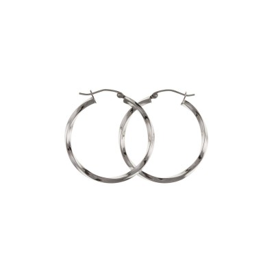Silver 18mm Round Twist Creole Earrings 1.69gms