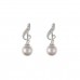 Silver Simulated Pearl And White Cubic Zirconia Drop Earrings
