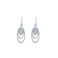 Silver Synthetic Opal Drop Earrings 3.24gms