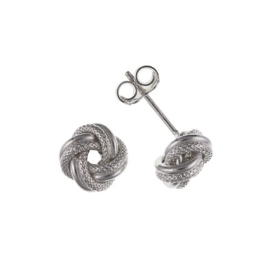 Silver Textured Knot Stud Earrings 1.60gms