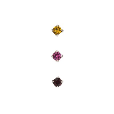 Silver Trio Nose Stud Set- Crystal (Assorted Colours)