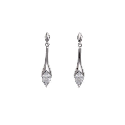 Silver White Cubic Zirconia Drop Earrings