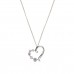 Silver White Cubic Zirconia Heart Pendant And 16'' Curb Chain 2.60gms