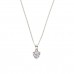 Silver White Cubic Zirconia Heart Pendant And 16'' Curb Chain 2.68gms