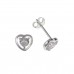 Silver White Cubic Zirconia Heart Stud Earrings 1.30gms