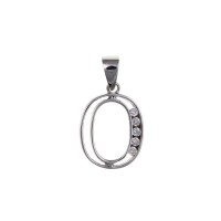 Silver White Cubic Zirconia Initial O Charm Pendant