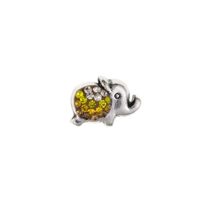 Silver Yellow And Clear Elephant Bracelet Bead