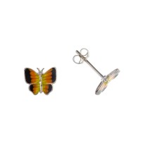 Silver Yellow/Black Enamelled Butterfly Stud Earrings
