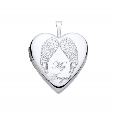 Silver Angel Wings Heart Locket