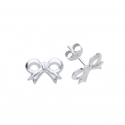 Silver Bow Stud Earrings