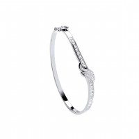 Silver Channel Set White Cubic Zirconia Bangle With Safety Catch 13.0gms