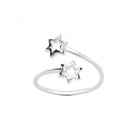 Silver Crossover Star Ring
