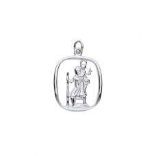 Silver Cushion-Shaped St. Christopher Pendant