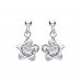 Silver Diamond Cut Flower Drop Earrings