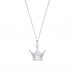 Silver Diamond Set Crown Pendant and 16" Adjustable Curb Chain