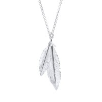 Silver Feathers Pendant and 17" Belcher Chain