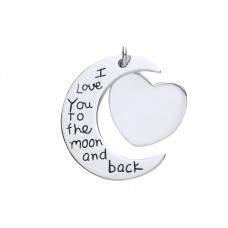 Silver Moon & Heart Message Pendant