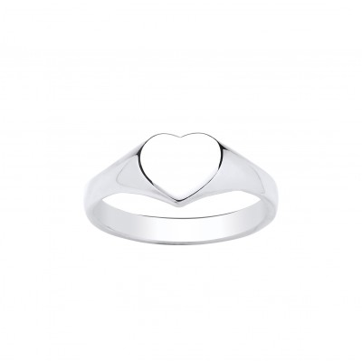 Silver Ladies Heart Signet Ring
