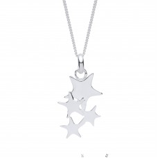 Silver Multi Star Pendant and 16" Adjustable Curb Chain