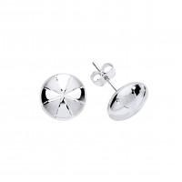 Silver Patterned Button Stud Earrings