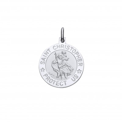 Silver "Protect Us" 18mm St. Christopher Pendant 