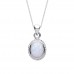 Silver Synthetic Opal Pendant and 16" Adjustable Curb Chain 2.28gms