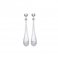 Silver Textured Bomber Drop Earrings