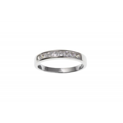 Silver White Cubic Zirconia Channel Set Eternity Ring