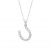Silver White Cubic Zirconia Horseshoe Pendant and 16" Adjustable Curb Chain