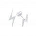 Silver White Cubic Zirconia Lightening Strike Stud Earrings