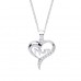 Silver White Cubic Zirconia "Mum" Heart Pendant and 16" Adjustable  Curb Chain