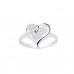 Silver White Cubic Zirconia Pave Heart Ring