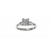 Silver White Cubic Zirconia Solitaire Ring 2.56gms