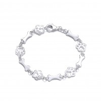 Silver Dog Paw Print Bracelet