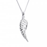 Silver Textured Wing Pendant And 16" Adjustable Curb Chain
